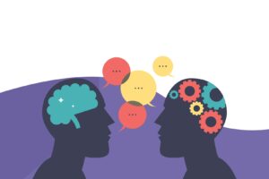 Image of AI brain and Human brain for a blog about the importance of social media moderation not AI