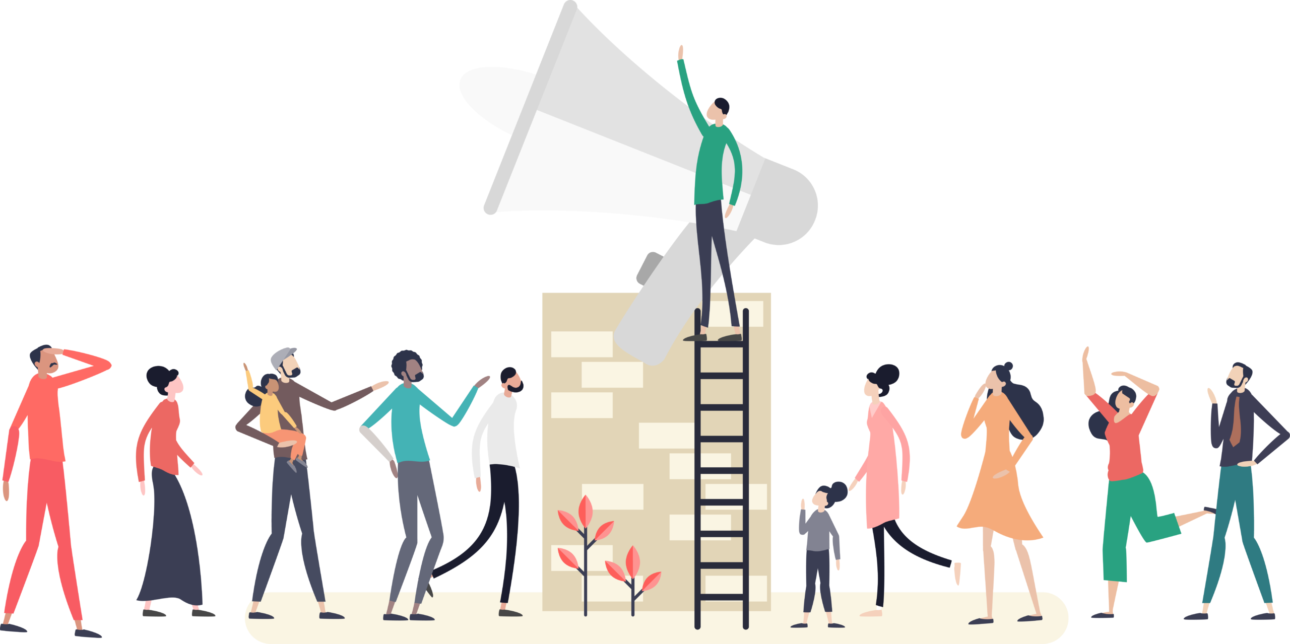 An image to depict people speaking out