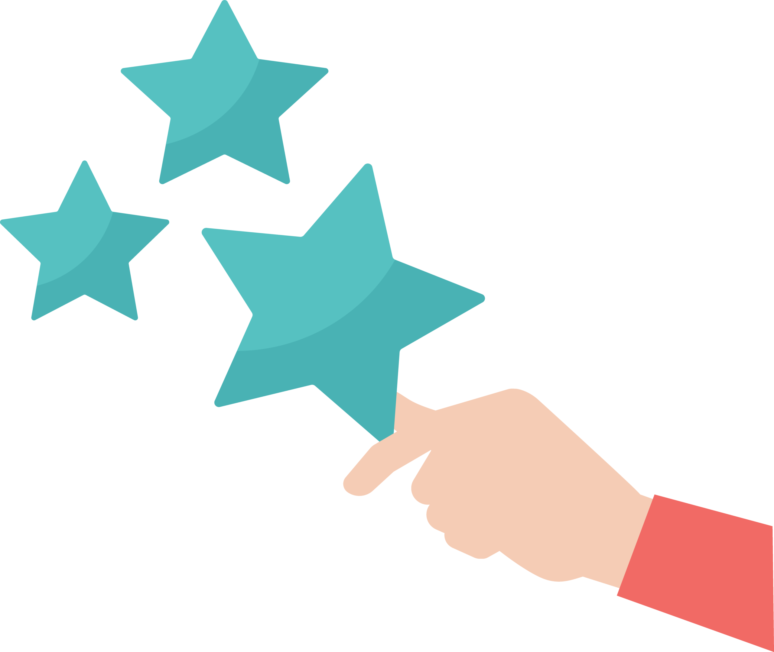 Vector illustration of a hand holding 3 stars