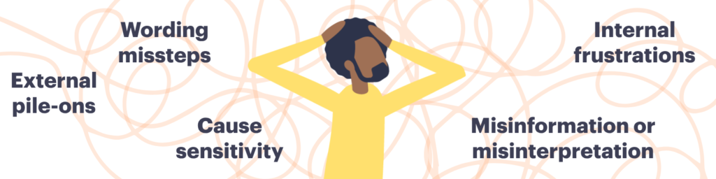 An image depicting a man frustrated by a Social Media Backlash