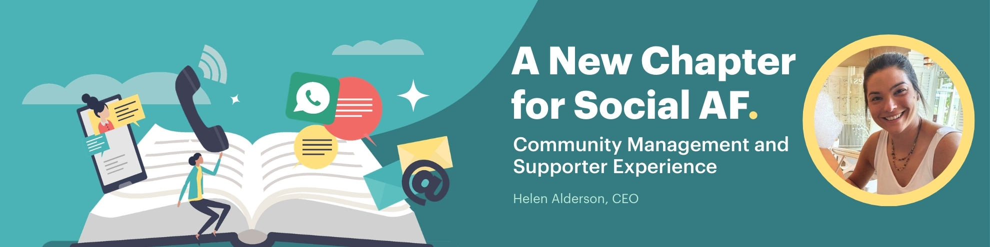 Blog header cover with vectors depicting social af new services