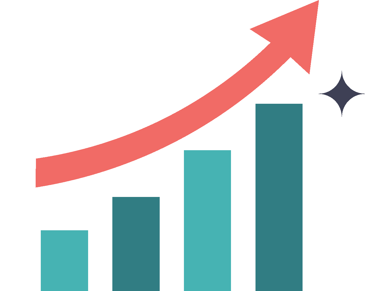 An image to depict an upwards trend bar chart