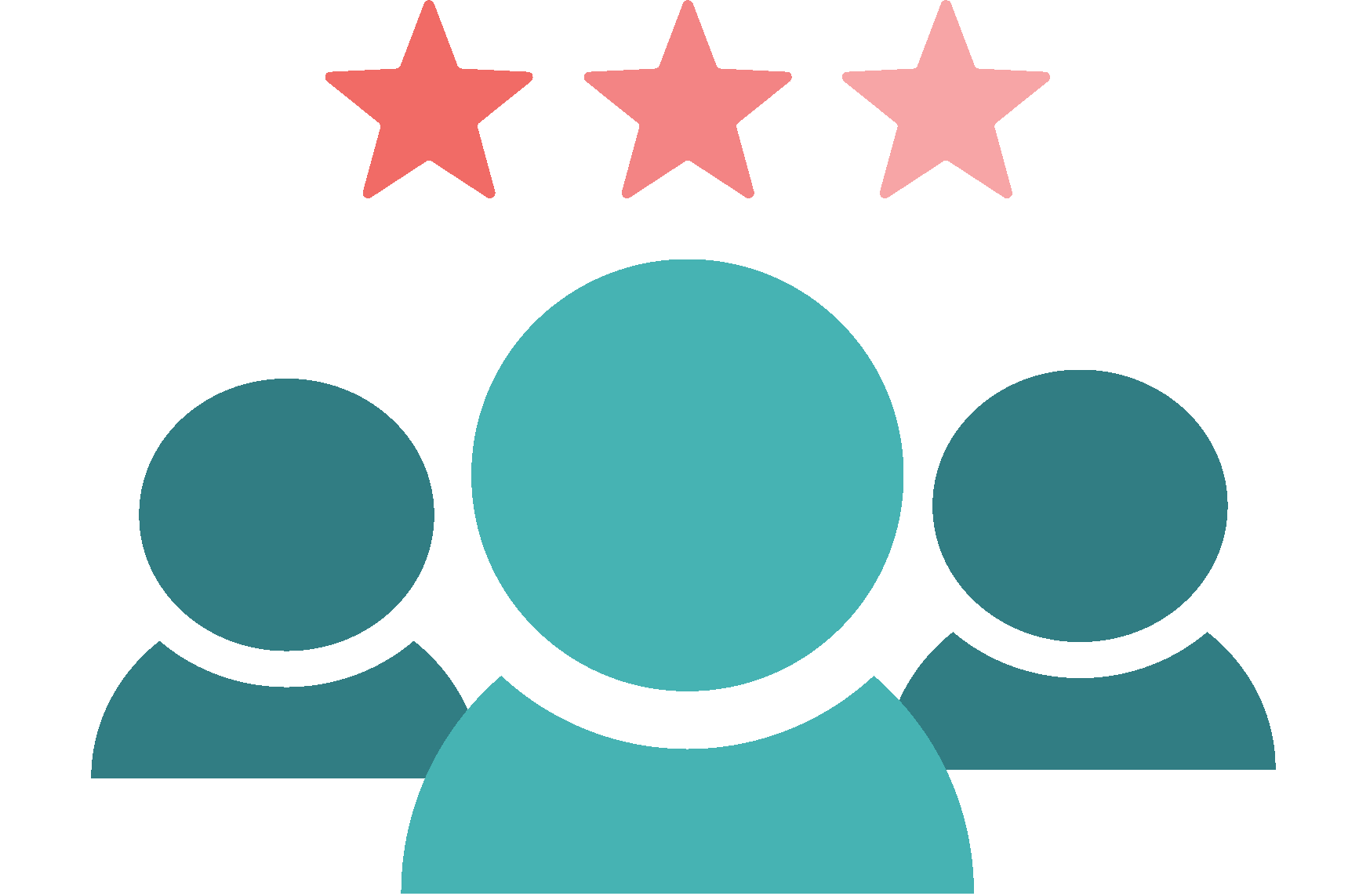 Image to depict bubble heads of people with three stars