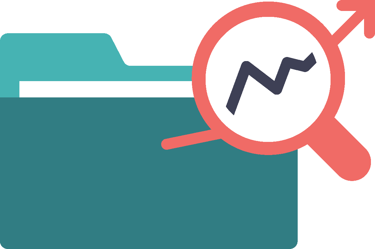 A folder image and a magnifying glass