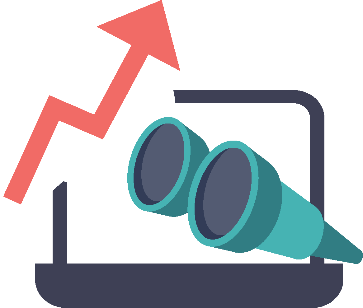 An image of arrows and binoculas