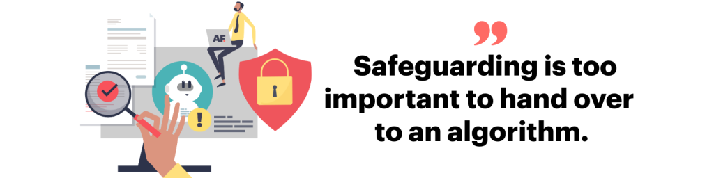 An image focusing on safeguarding for a blog about ai and social media moderation